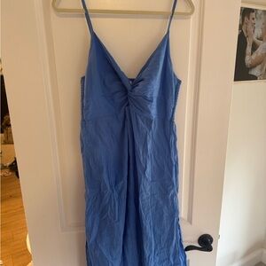Aerie Blue Spaghetti Strap Twist-Front Midi Dress
